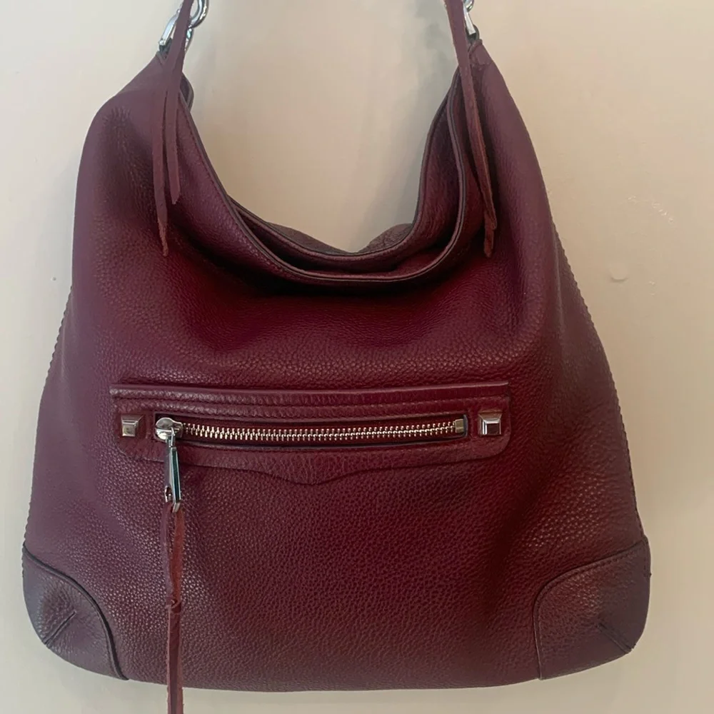 Rebecca Minkoff burgundy genuine leather hobo slouch bag